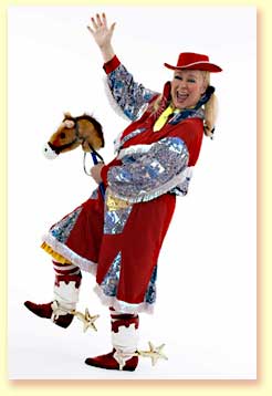 Thumbnail of Margaret Clauder dressed as Bucky the Cowgirl, a character in her library reading show.