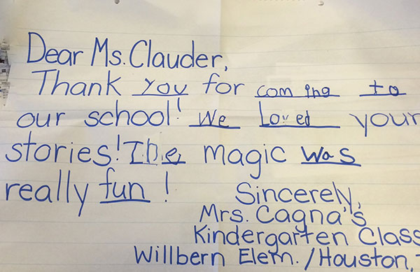 Thank you letter from Willbern Elementary School